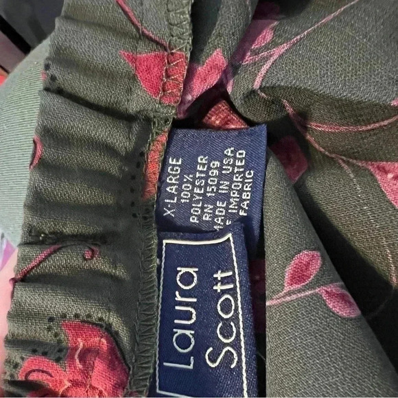 Laura Scot dark olive knee long floral print size large - Picture 3 of 4